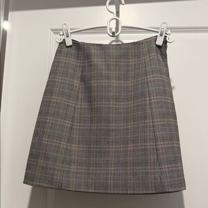Babaton Gray Plaid A-Line Skirt